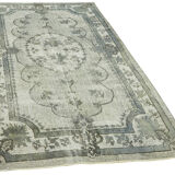 Handwoven overdyed anatolian 1970s 181 cm x 290 cm blue carpet