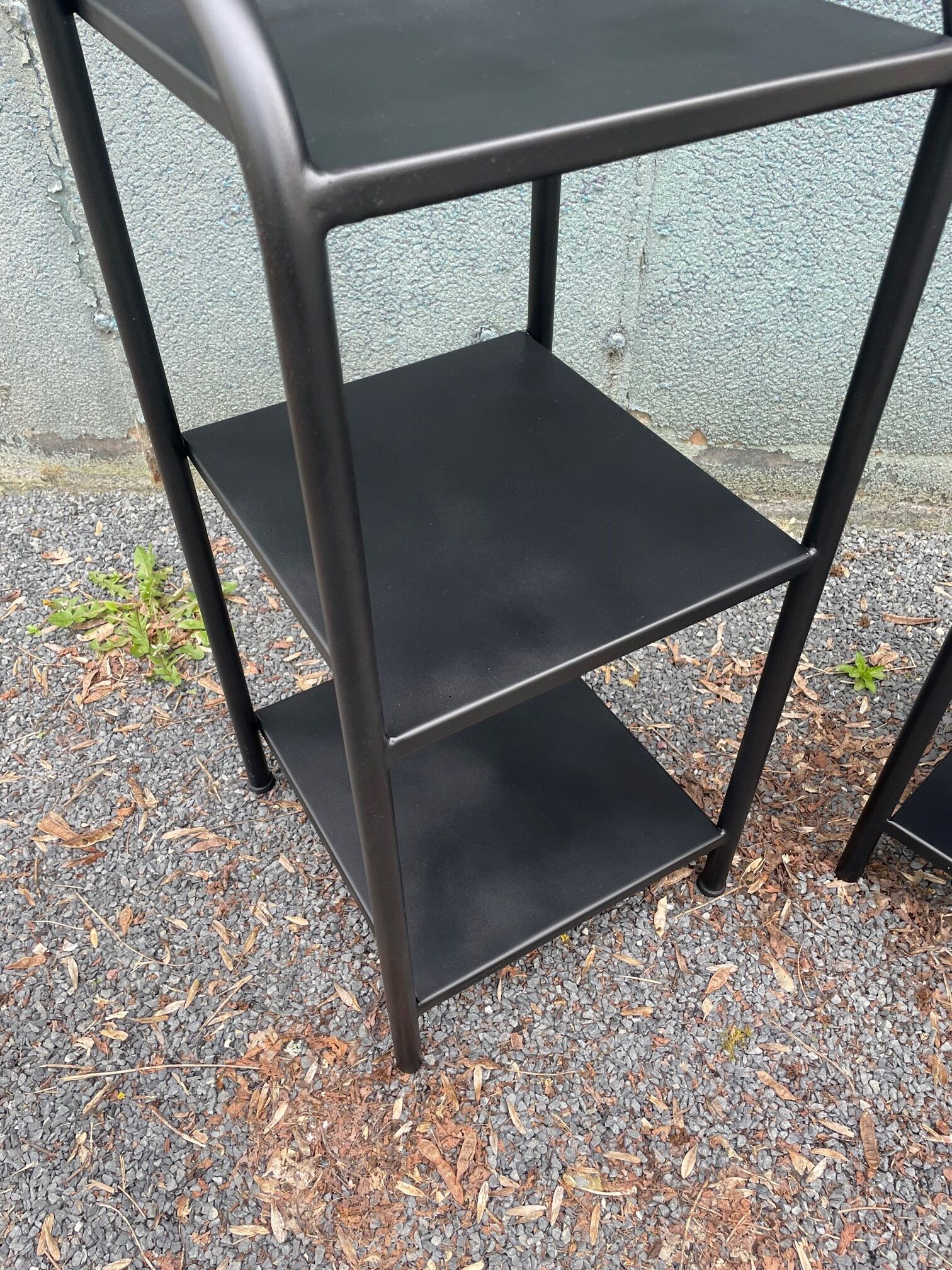 Pair of old military hospital bedside tables