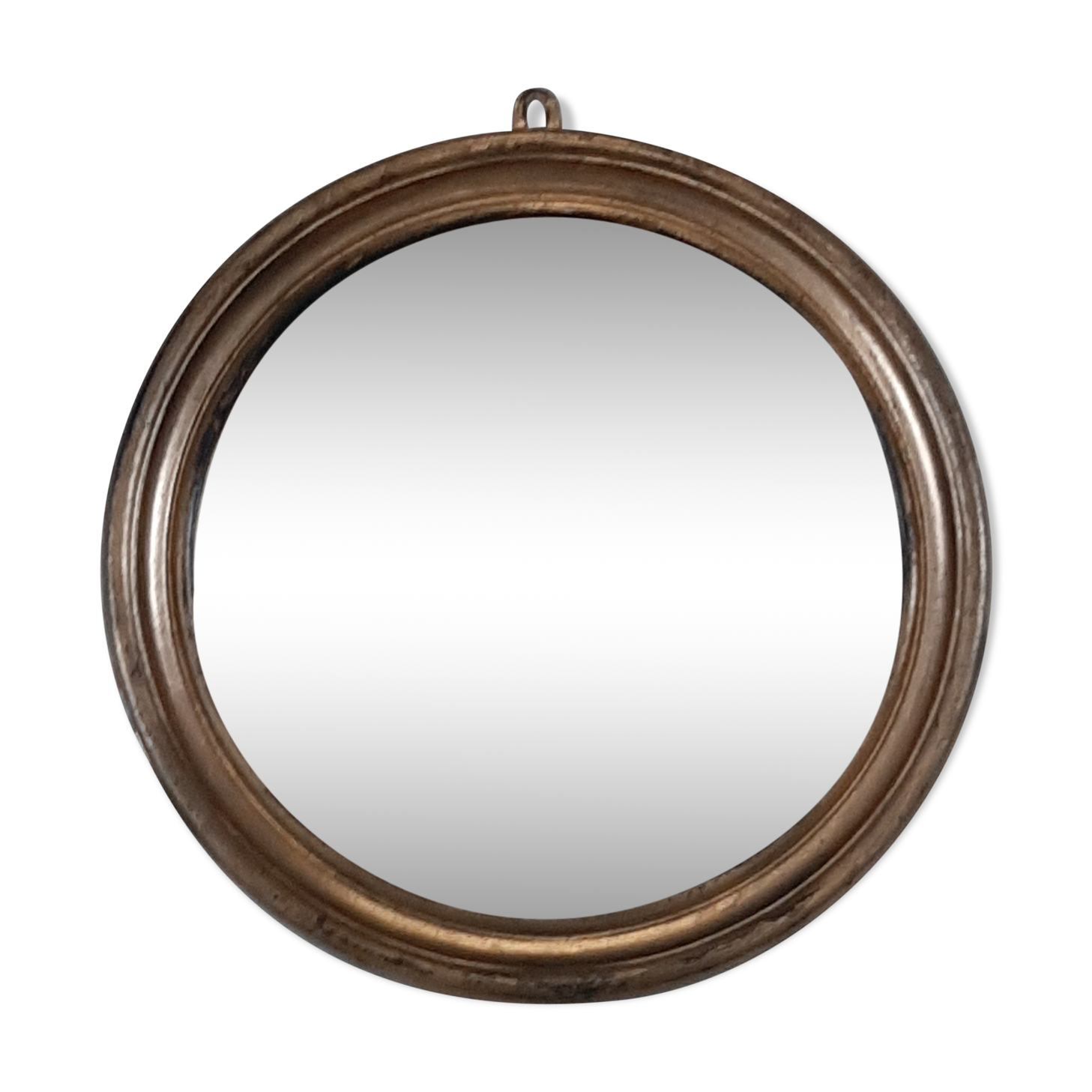 Old wooden round mirror - 28cm