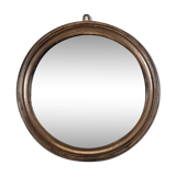 Old wooden round mirror - 28cm