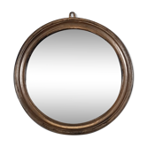Old wooden round mirror - 28cm