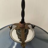 Pair of blue enameled sheet metal pendant lights