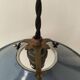 Pair of blue enameled sheet metal pendant lights