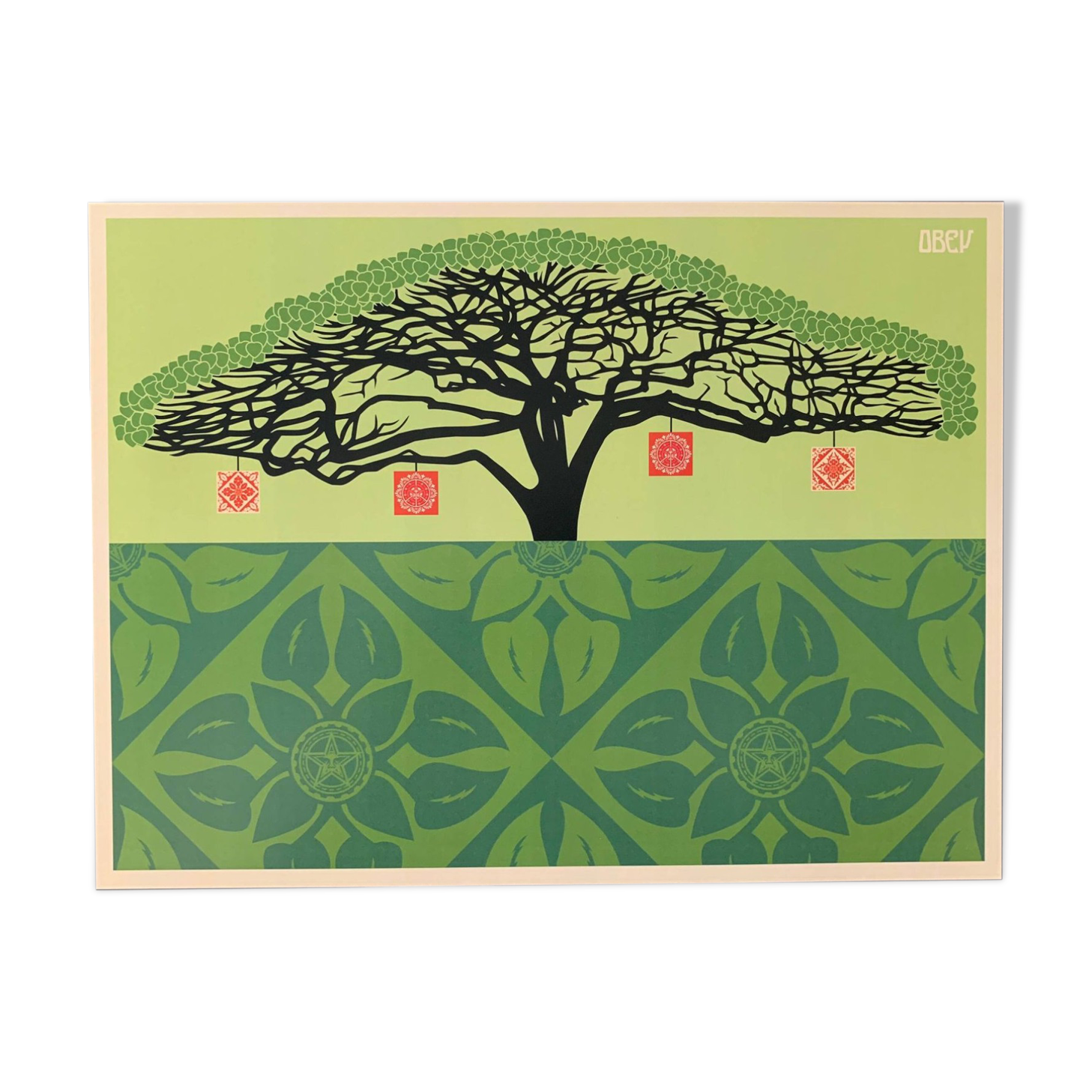 Shepard fairey "obey" earth day monkey pod green