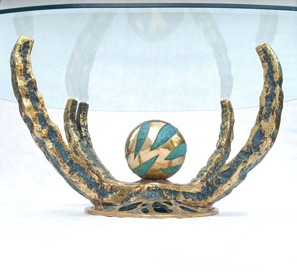 Table basse sculpturale vintage Octo par Henri Fernandez