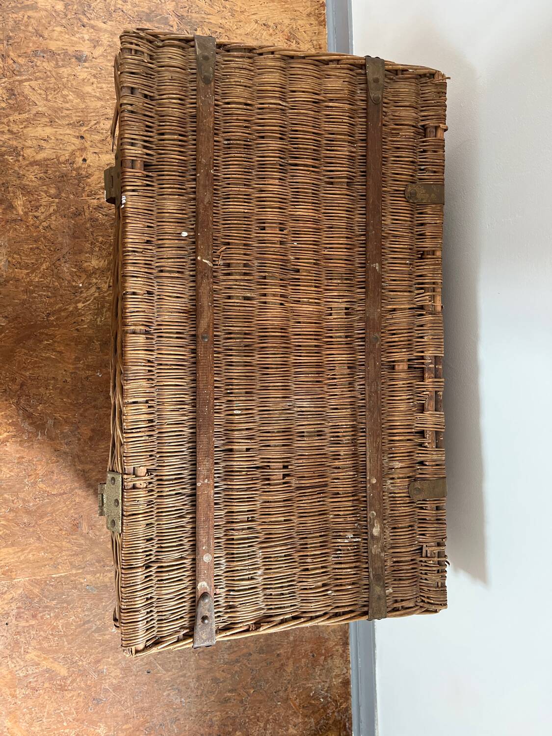 Old wicker transport trunk, early 20th century