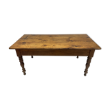 Antique natural wood farm table with 3 drawers