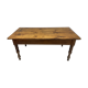 Antique natural wood farm table with 3 drawers