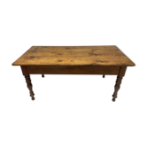 Table de ferme ancienne en bois naturel 3 tiroirs