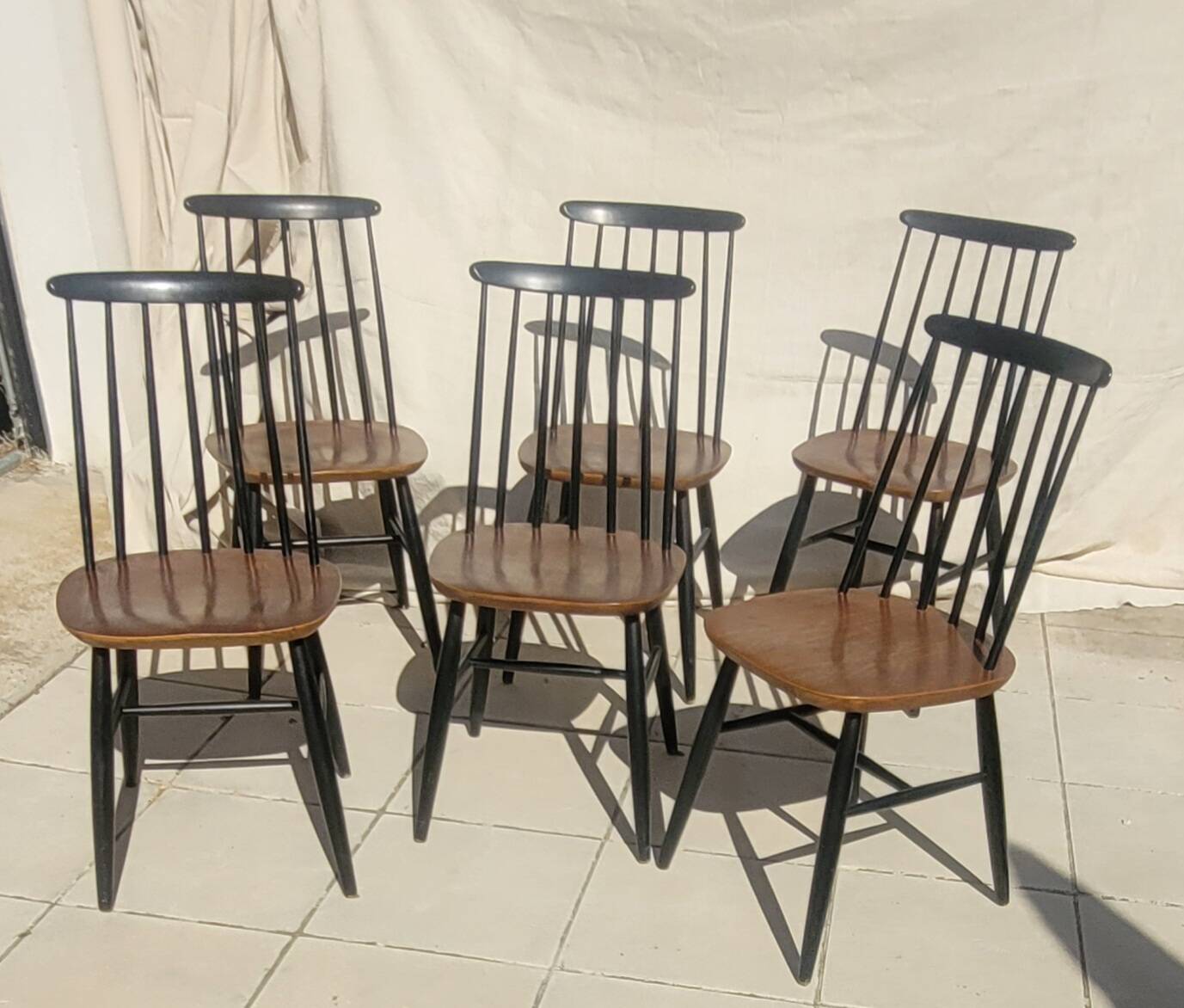6 Vintage Scandinavian Fanett Chairs by Tapiovaara from the 1960s