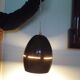 Space age style pendant lamp in openwork black metal