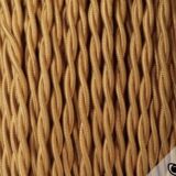 Lampe laiton, câble tissu 2M , abat-jour coton