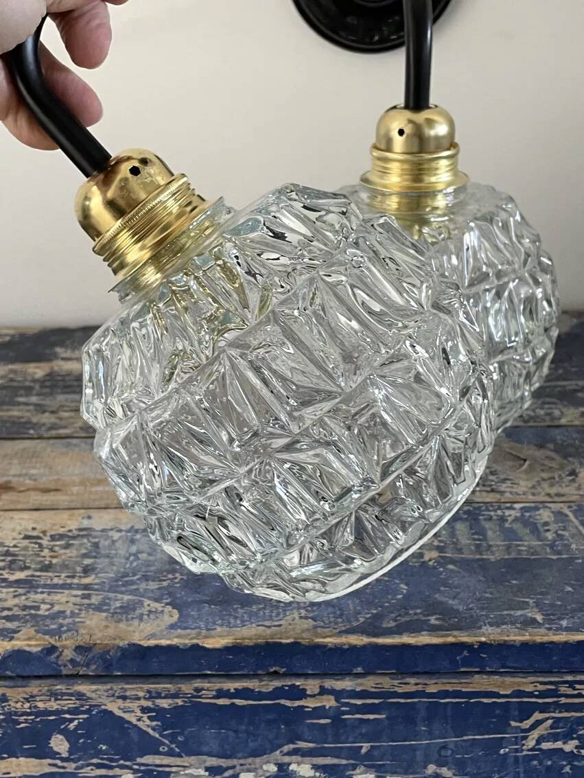 Pair of vintage glass globe wall lights