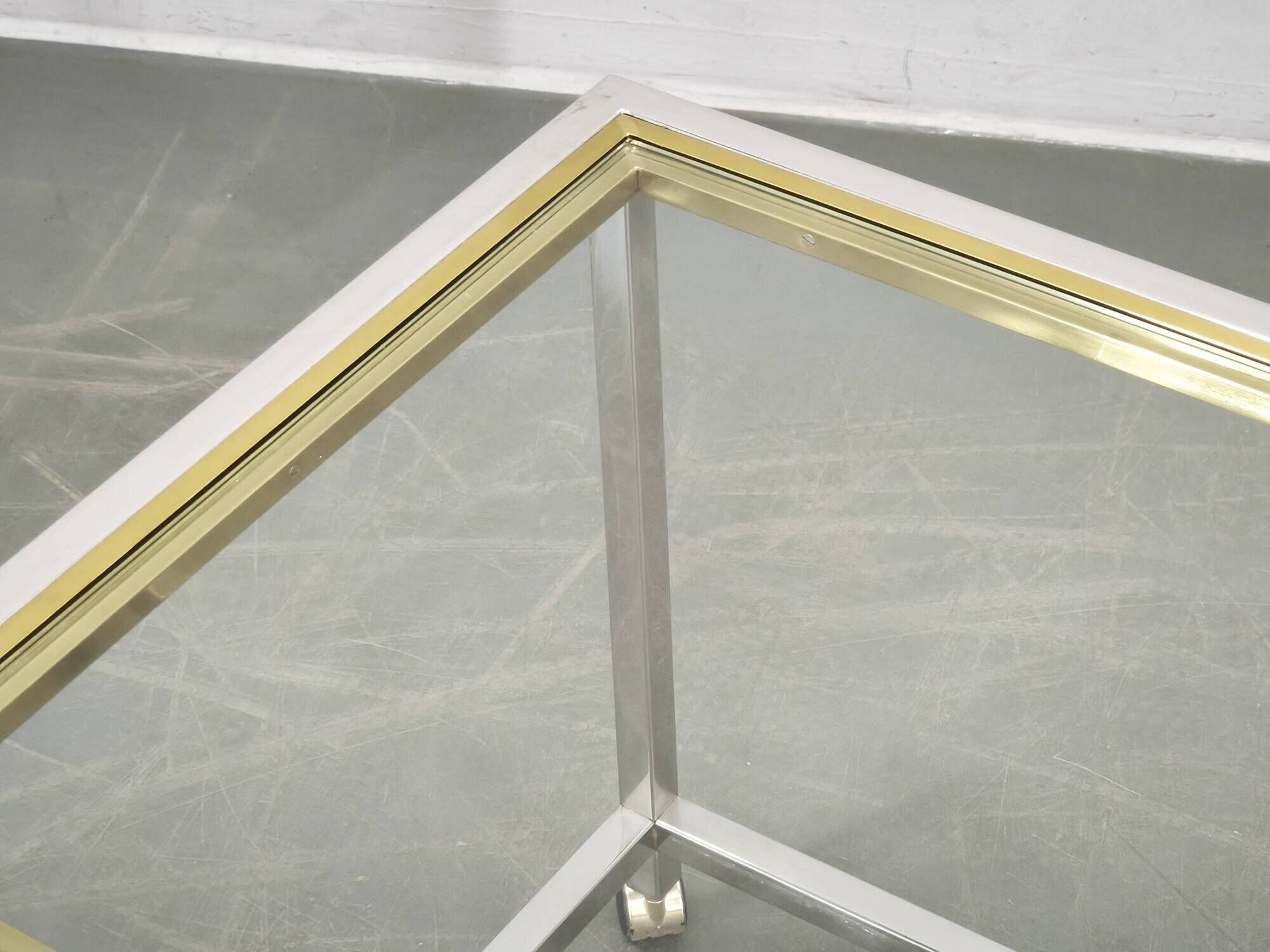 1970s Italian Chrome, Brass and Glass Nesting Tables, Set of Three