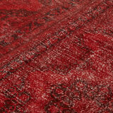 Hand-knotted persian overdyed 1970s 290 cm x 377 cm red wool carpet