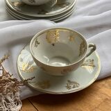Coffee cups in fine Limoges Union Fraternelle porcelain, Paul Masquet edition