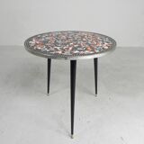 Round tiled table with mosaic, dining table, kitchen table, 1950s