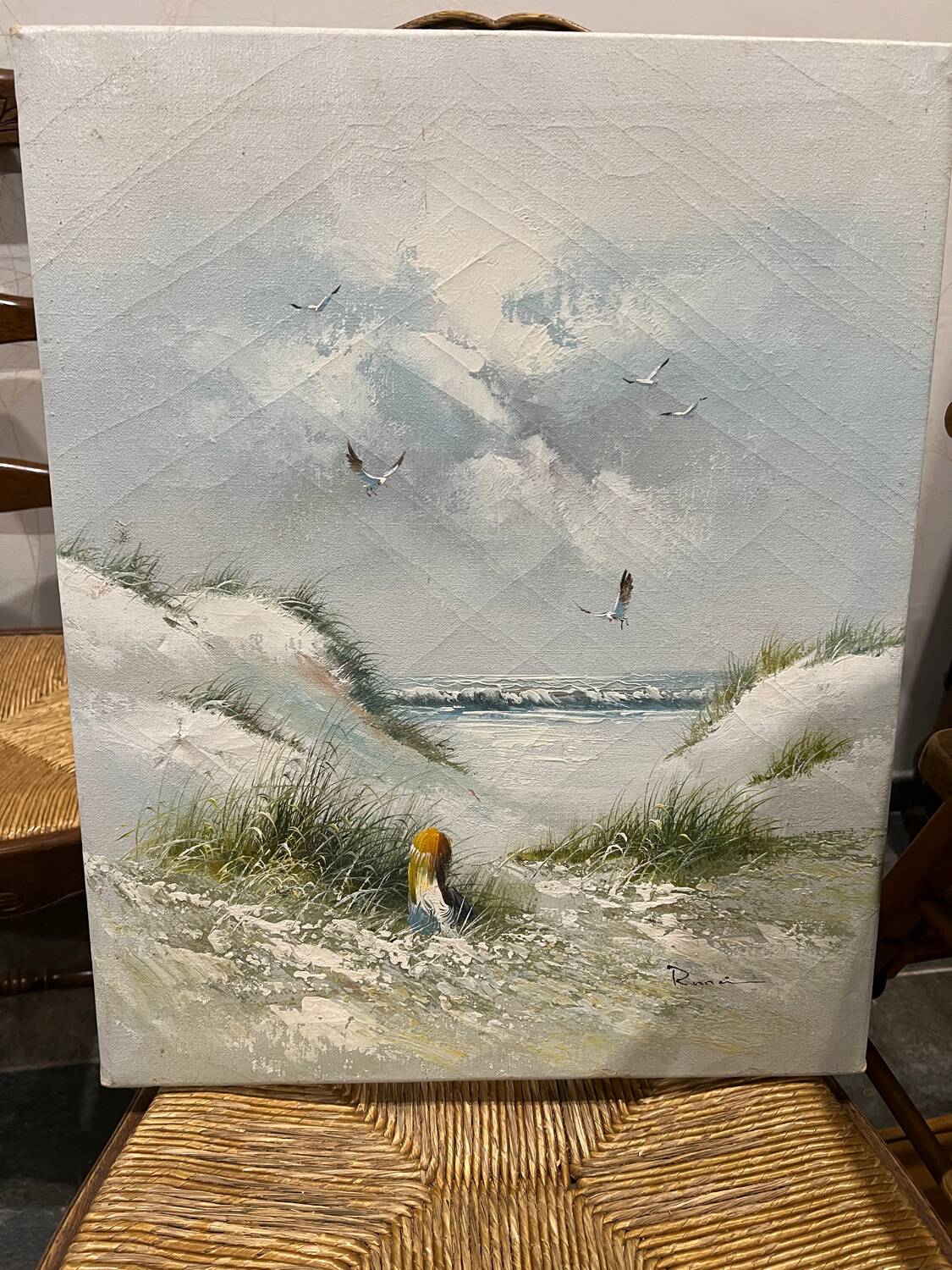 Oil landscape “The white beach”