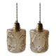 Set of two vintage amber glass pendant lights