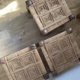 3 tabourets charpoy bois et corde