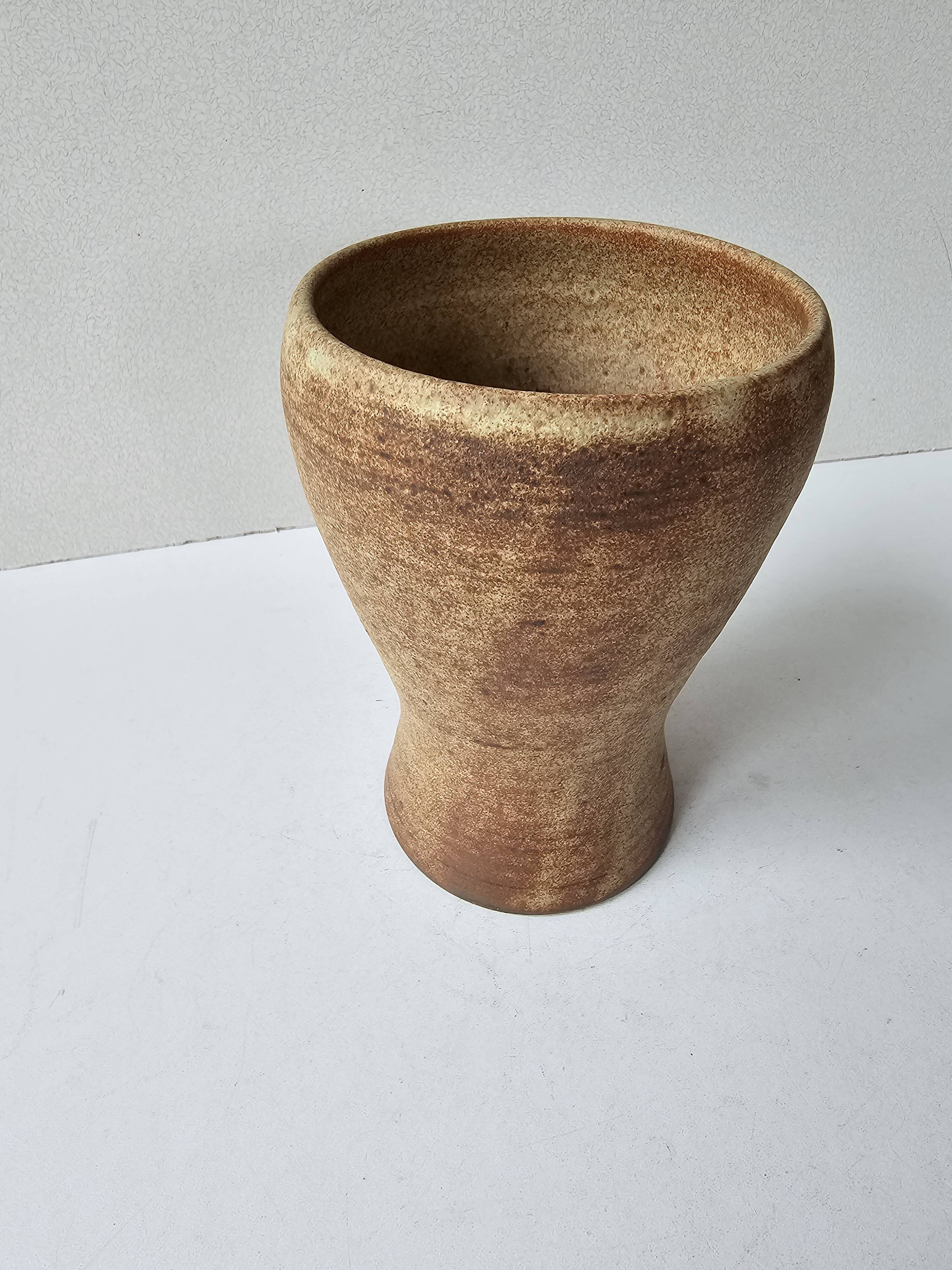 Ceramic vase with floral pattern - signed Fonck & Matéo Vallauris