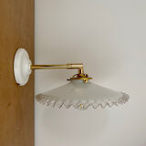Vintage white opaline lampshade wall light