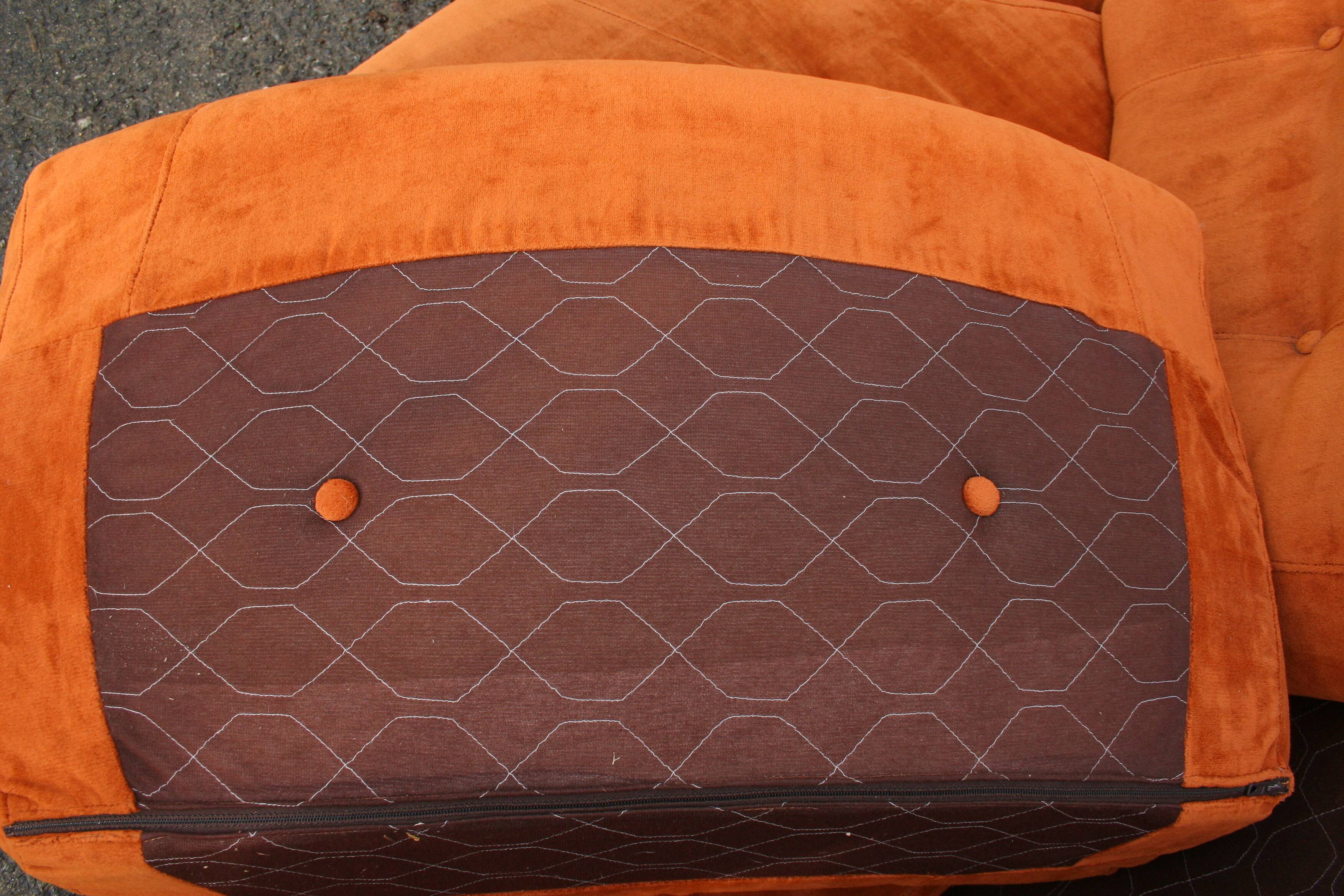Canapé modulable design italien en velours orange brulée