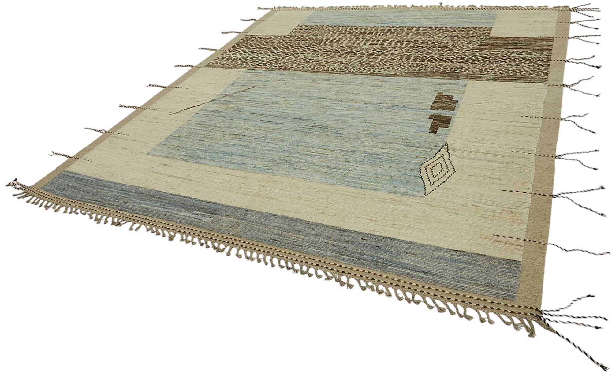 Handwoven Turkish Rustic 261 cm x 302 cm Beige Wool Carpet