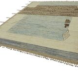 Handwoven Turkish Rustic 261 cm x 302 cm Beige Wool Carpet