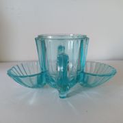 Servant salt-pepper vintage turquoise glass 30s-40s