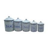 Set of 5 spice pots in enamelled sheet metal