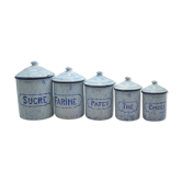 Ensemble de 5 pots à épices en tôle émaillée