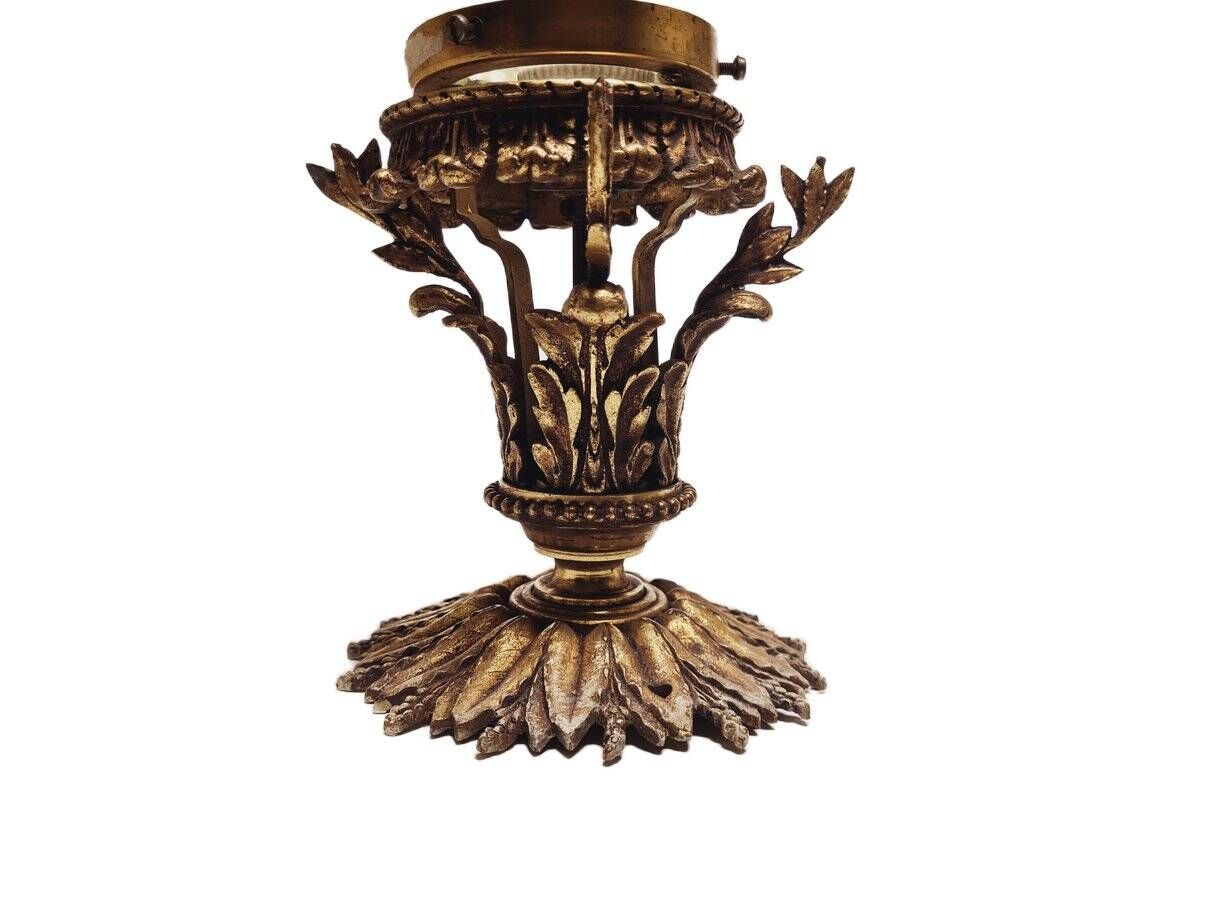 Lampe pendante en bronze Empire avec verre d'uranium, France, années 1890.