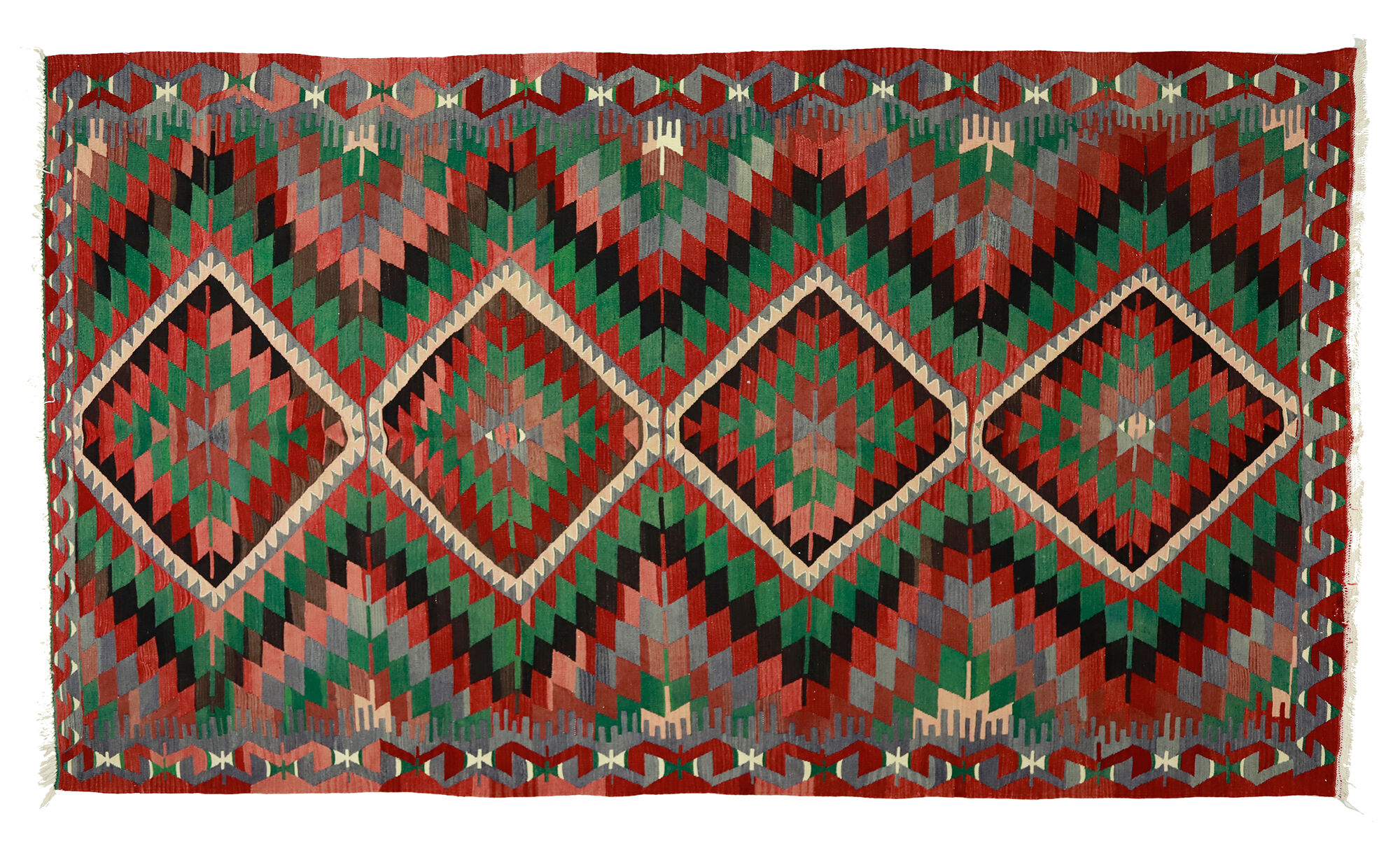 Anatolian handmade kilim rug 330 cm x 192 cm