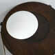 Table basse ronde Art Déco bois foncé & miroir
