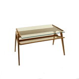 Oak table with webbing