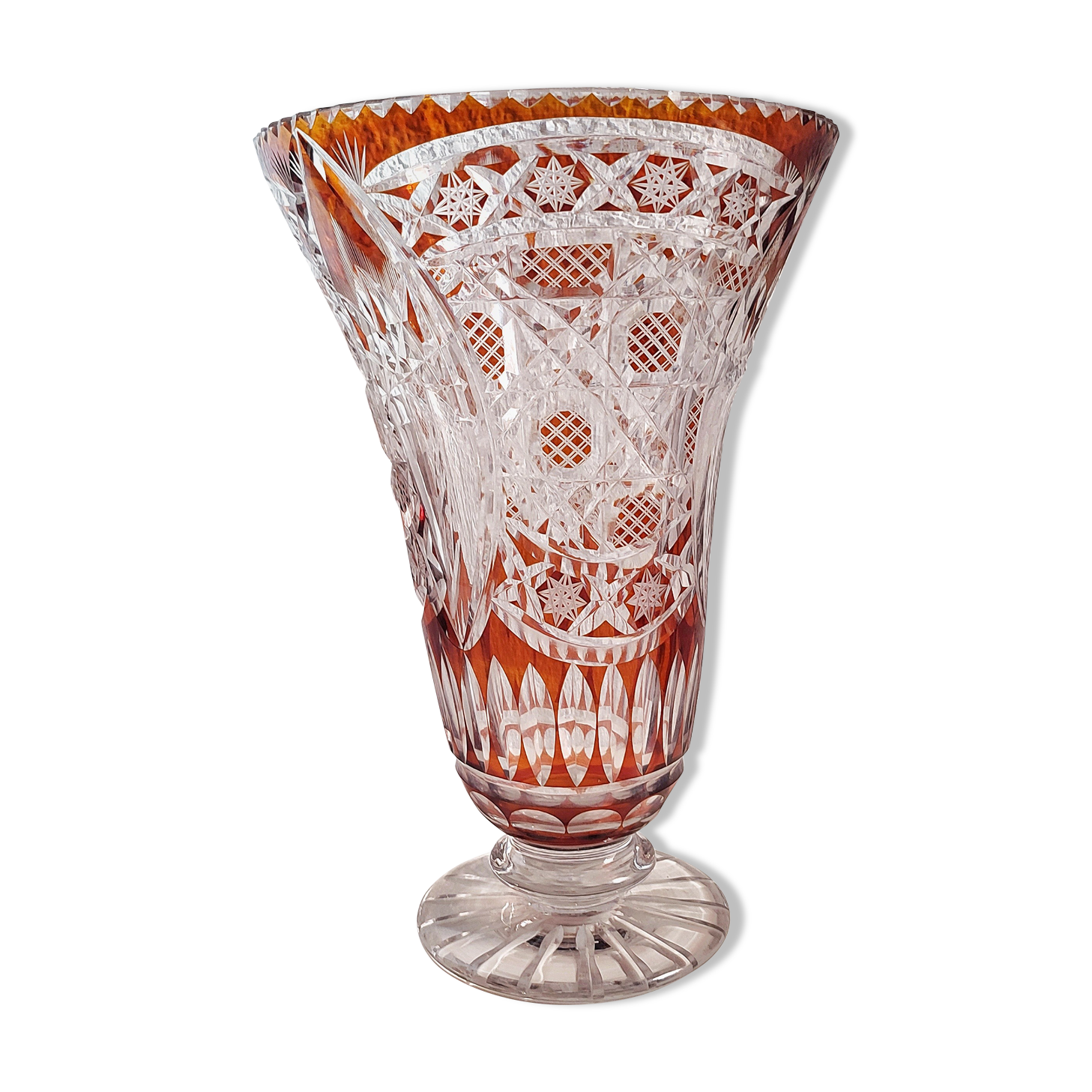 Bohemian glass vase. Czech Republic 1980s.