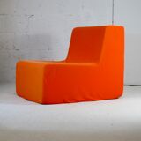 Armchair "space age" foam and orange jersey. Circa 1970