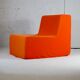 Armchair "space age" foam and orange jersey. Circa 1970