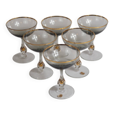 Ensemble de 6 coupes à champagne "Zlatá Zuzana" en cristal de Bohème du milieu du siècle dernier