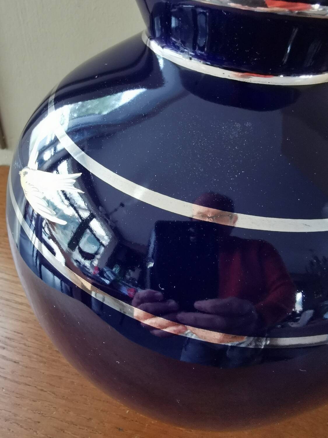 Midnight blue ceramic art deco vase