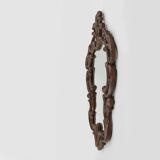 Baroque mirror with hand carved oak ornated frame, France 1950s