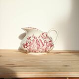 Pichet en faïence motif oiseau rose