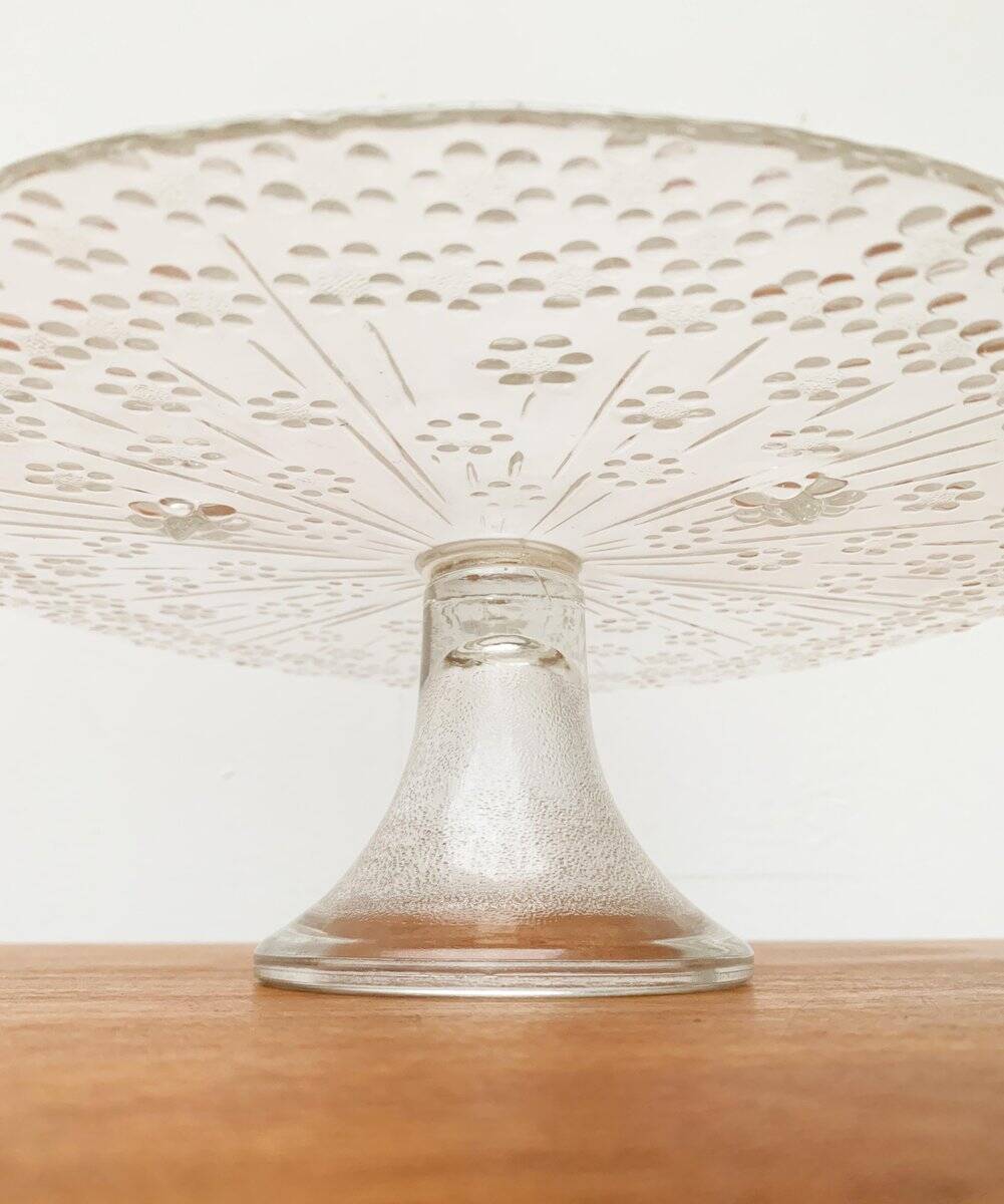 Vintage Scandinavian glass cake stand