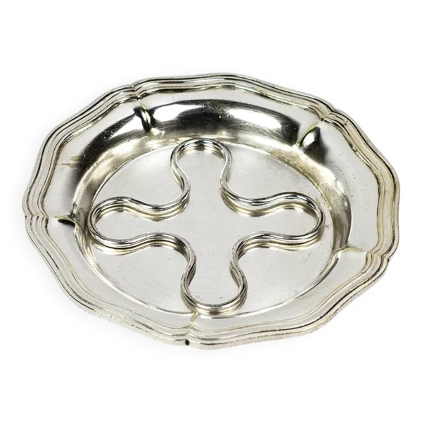 Dessous de bouteille Christofle en métal argenté, contours filets, XIXe