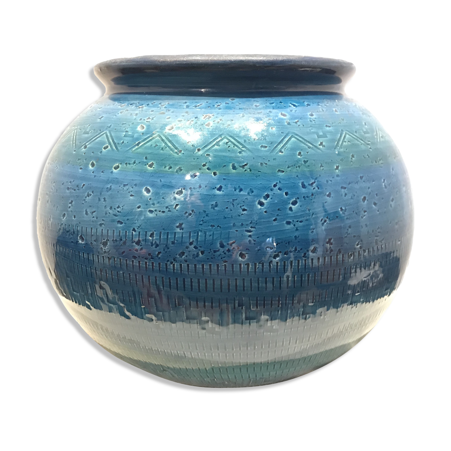 Aldo Londi Blue ceramic vase for Bitossi