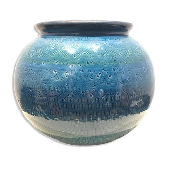 Aldo Londi Blue ceramic vase for Bitossi