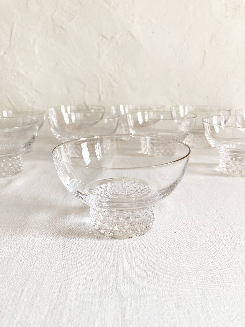 10 crystal champagne glasses, 1950s