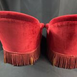 Pair of Napoleon III style toad armchairs