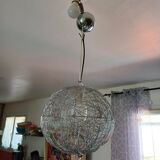 Vintage Twisted Silver Metal Pendant Light